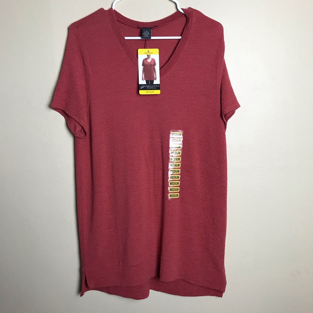 Adrianna papell‎ women’s tunic top Sz M red sand